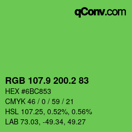 カラーコード: RGB 107.9 200.2 83 | qconv.com