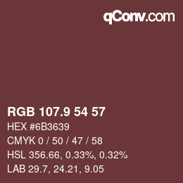 カラーコード: RGB 107.9 54 57 | qconv.com