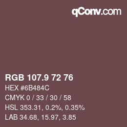 Color code: RGB 107.9 72 76 | qconv.com