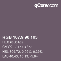 カラーコード: RGB 107.9 90 105 | qconv.com