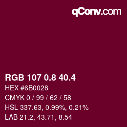 カラーコード: RGB 107 0.8 40.4 | qconv.com