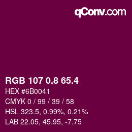 カラーコード: RGB 107 0.8 65.4 | qconv.com