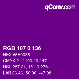 Color code: RGB 107 0 136 | qconv.com