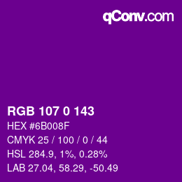 Color code: RGB 107 0 143 | qconv.com