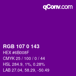 颜色代码: RGB 107 0 143 | qconv.com
