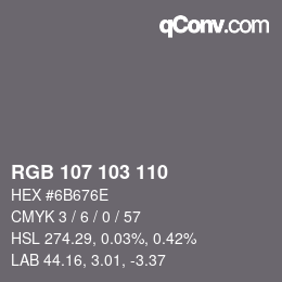 Color code: RGB 107 103 110 | qconv.com