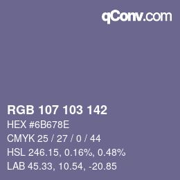 Color code: RGB 107 103 142 | qconv.com