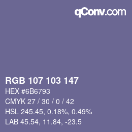 Color code: RGB 107 103 147 | qconv.com