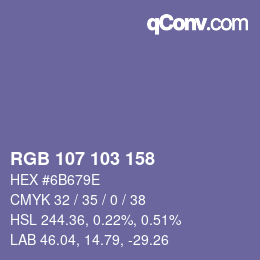 Color code: RGB 107 103 158 | qconv.com