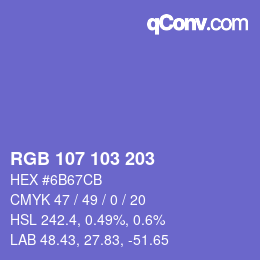 カラーコード: RGB 107 103 203 | qconv.com
