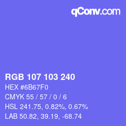 Color code: RGB 107 103 240 | qconv.com
