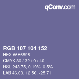 颜色代码: RGB 107 104 152 | qconv.com