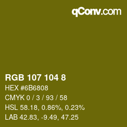 カラーコード: RGB 107 104 8 | qconv.com