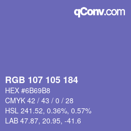 Code couleur: RGB 107 105 184 | qconv.com