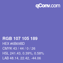 Color code: RGB 107 105 189 | qconv.com