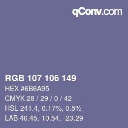 Color code: RGB 107 106 149 | qconv.com