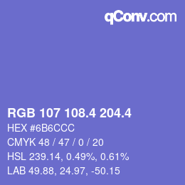 カラーコード: RGB 107 108.4 204.4 | qconv.com
