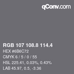 カラーコード: RGB 107 108.8 114.4 | qconv.com