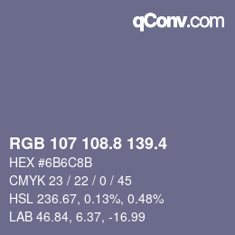 カラーコード: RGB 107 108.8 139.4 | qconv.com