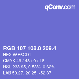 カラーコード: RGB 107 108.8 209.4 | qconv.com