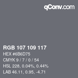 Color code: RGB 107 109 117 | qconv.com
