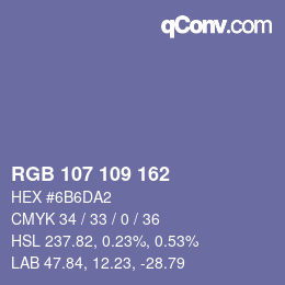 Color code: RGB 107 109 162 | qconv.com