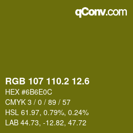 カラーコード: RGB 107 110.2 12.6 | qconv.com