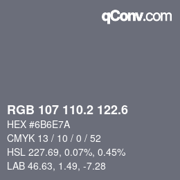 カラーコード: RGB 107 110.2 122.6 | qconv.com
