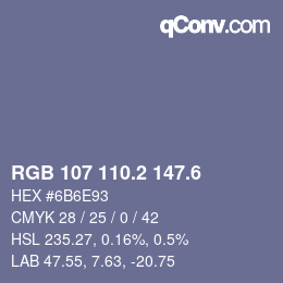 カラーコード: RGB 107 110.2 147.6 | qconv.com