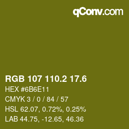 カラーコード: RGB 107 110.2 17.6 | qconv.com
