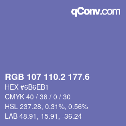 カラーコード: RGB 107 110.2 177.6 | qconv.com