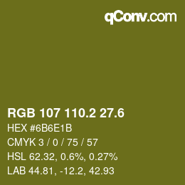 カラーコード: RGB 107 110.2 27.6 | qconv.com