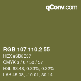 カラーコード: RGB 107 110.2 55 | qconv.com