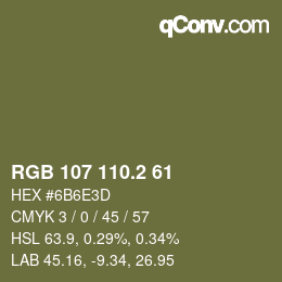 カラーコード: RGB 107 110.2 61 | qconv.com