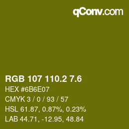 カラーコード: RGB 107 110.2 7.6 | qconv.com