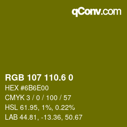 カラーコード: RGB 107 110.6 0 | qconv.com