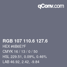 カラーコード: RGB 107 110.6 127.6 | qconv.com