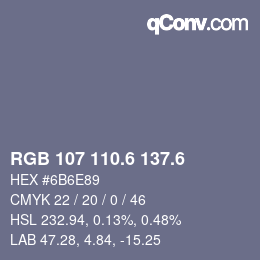 カラーコード: RGB 107 110.6 137.6 | qconv.com