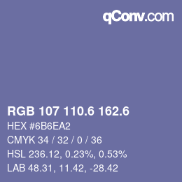 カラーコード: RGB 107 110.6 162.6 | qconv.com