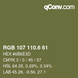 カラーコード: RGB 107 110.6 61 | qconv.com