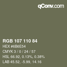 颜色代码: RGB 107 110 84 | qconv.com