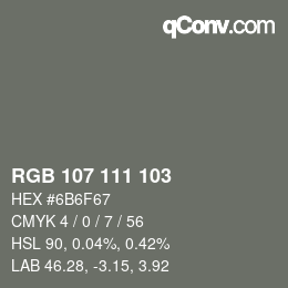 颜色代码: RGB 107 111 103 | qconv.com