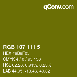 Color code: RGB 107 111 5 | qconv.com