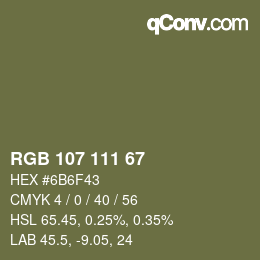 Farbcode: RGB 107 111 67 | qconv.com