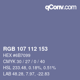 颜色代码: RGB 107 112 153 | qconv.com