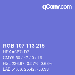 Color code: RGB 107 113 215 | qconv.com