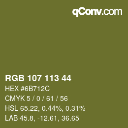Color code: RGB 107 113 44 | qconv.com