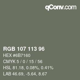Farbcode: RGB 107 113 96 | qconv.com