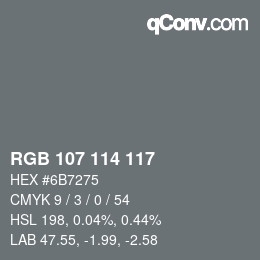 颜色代码: RGB 107 114 117 | qconv.com