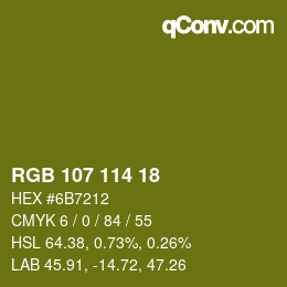 Farbcode: RGB 107 114 18 | qconv.com